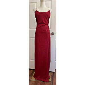 JODI KRISTOPHER Vintage 1990's Y2K Red Sparkles Pullover Stretch Maxi Dress